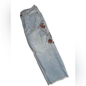 Faded Glory cropped embroidered jeans size 14